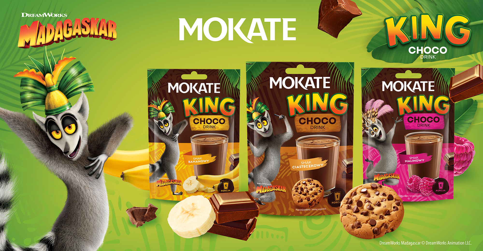 New arrival in the Mokate offer: King Choco Drink – chocolate drinks with King Julien from the animated film “Madagascar”
