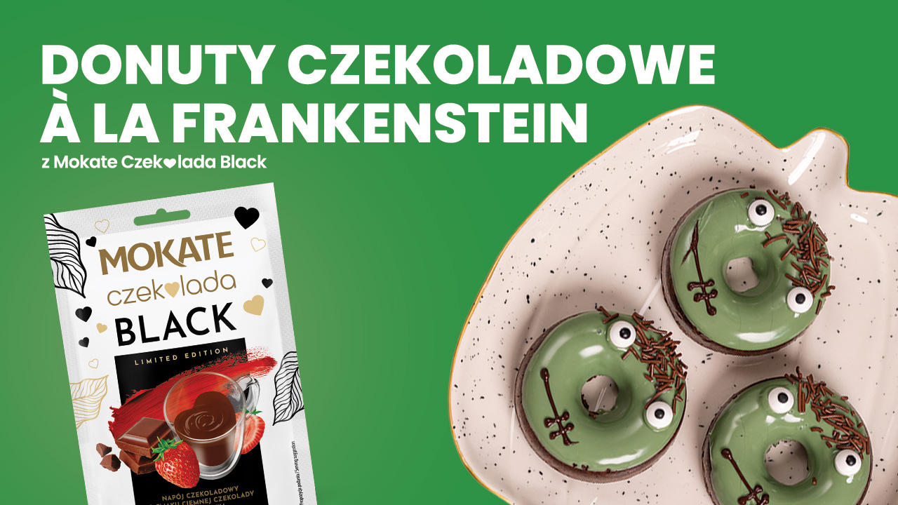 Donuty czekoladowe à la Frankenstein z Mokate Czekolada Black