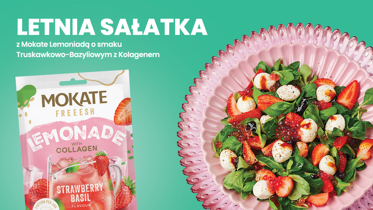 Letnia sałatka z Mokate Lemoniadą o smaku Truskawkowo-Bazyliowym z Kolagenem
