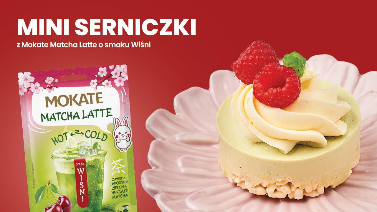Miniserniczki z Mokate Matcha Latte o smaku Wiśni 