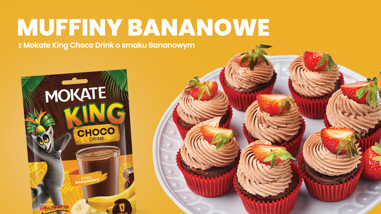 Muffiny bananowe z Mokate King Choco Drink o smaku Bananowym