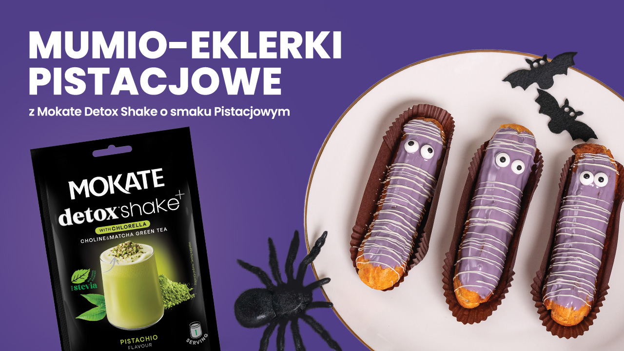 Mumio-eklerki pistacjowe z Mokate Detox Shake o smaku Pistacjowym