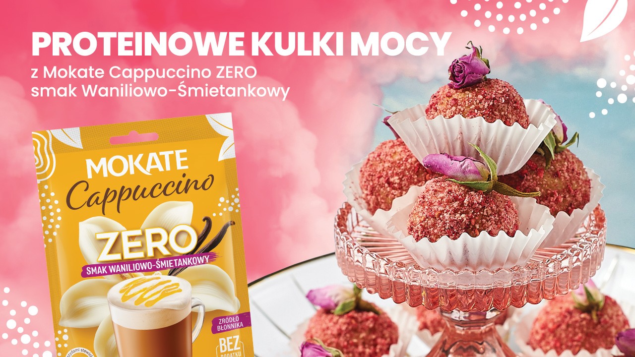 Proteinowe kulki mocy z Mokate Cappuccino ZERO smak Waniliowo-Śmietankowy