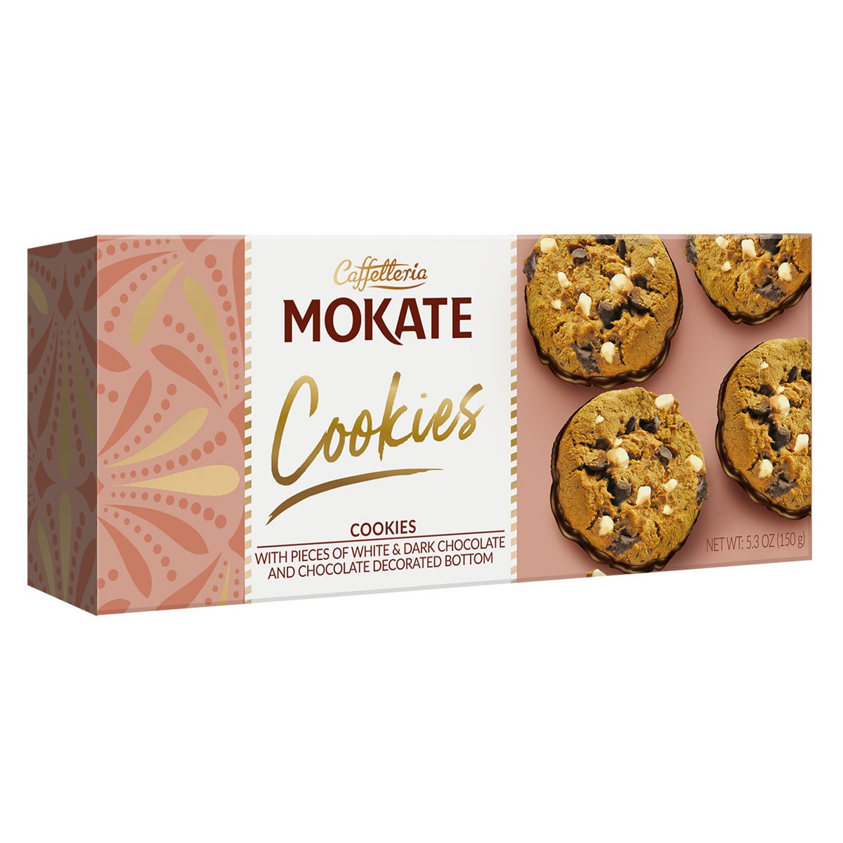 Ciastka z kawałkami białej i ciemnej czekolady podlane czekoladą Mokate150 g