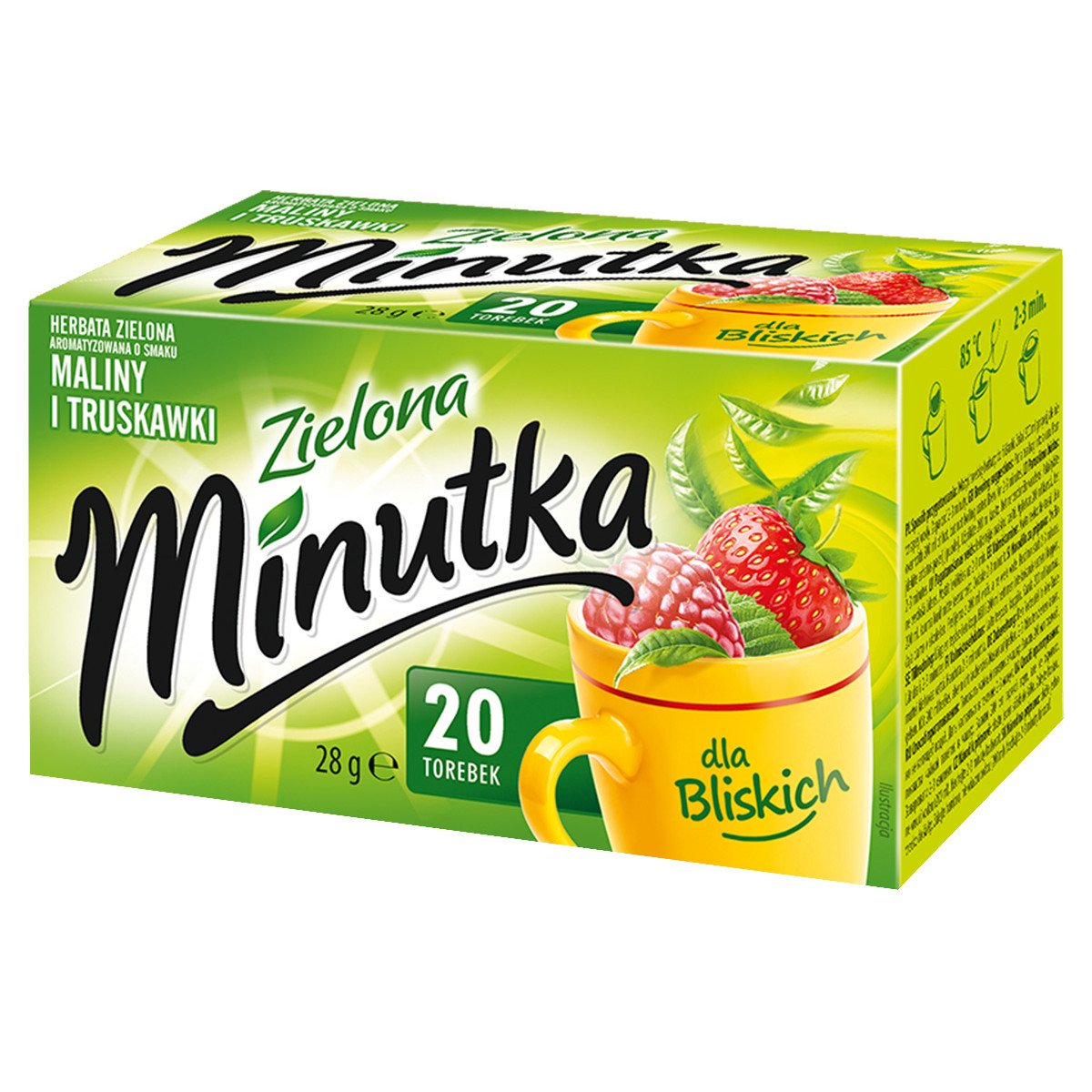 Herbata zielona Minutka z maliną i truskawką 20 torebek