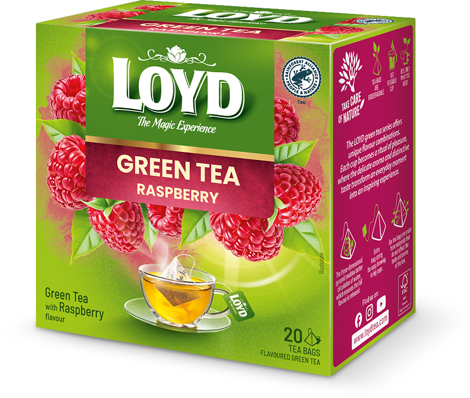 Herbata zielona Loyd o smaku Maliny 20 torebek